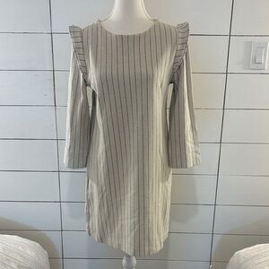 Striped Cream and Gray Women's Dress